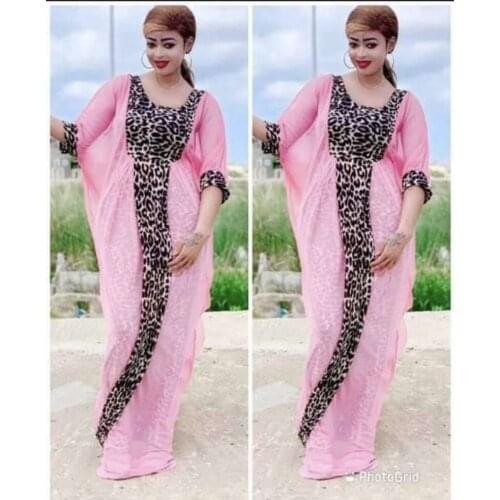 Leopard Print African Dresses For Women 2021 Africa Clothing Muslim Long Dress Length Fashion African Dress Lady Africa Clothing