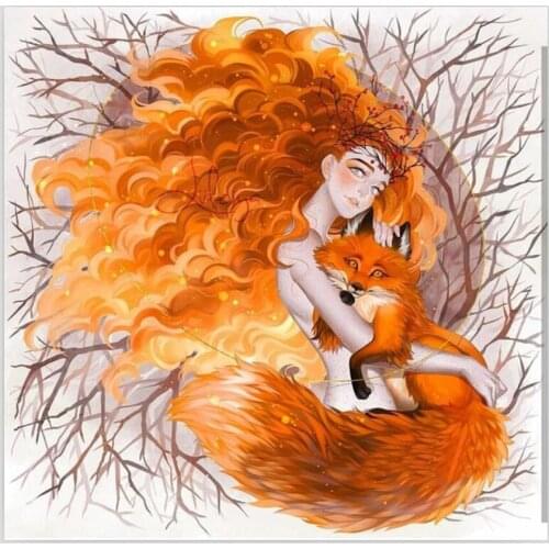 Diamond Mosaic Diy Diamond Embroidery Angels And The Fox Diamond Painting Cross Stitch Floral Rhinestone Decoration Needlework