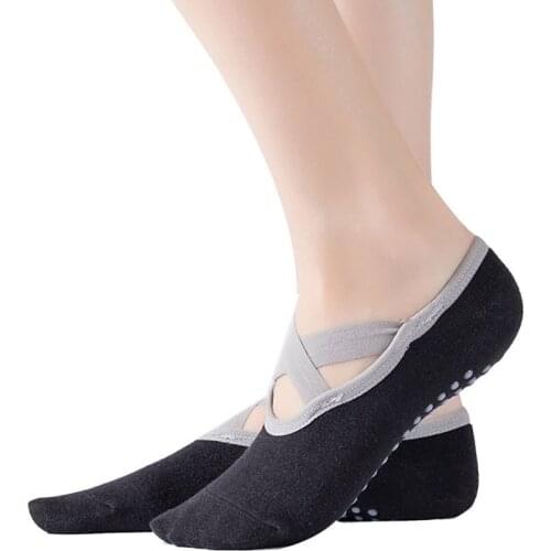 Ballet Cross Yoga Socks High Quality Bandage Backless Socks Anti-Slip Pilates Socks Breathable Quick-Dry Dance Fitness Socks