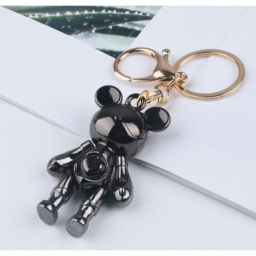 Cute New Violence Bear Keychains Creative Metal Bear Keychain for Women Bag Charm Trinket Men Car Key Ring Jewelry Wholesale