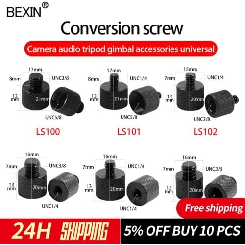 5/8 inch to 3/8 inch or to 1/4 inch aluminum alloy fast release screw adapter suitable for SLR camera unique frame tripod head