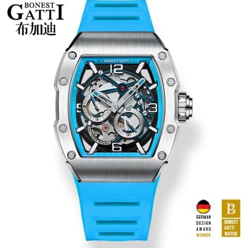 2021 Top Mechanical Watch Men Blue Automatic Watches Mens Luminous Hands Waterproof Rubber Clock Wristwatches Reloj Hombre