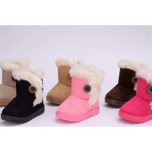 Baby Girls Snow Boots Kids Casual Shoes Winter Warm Baby Boys Shoes Child Soft Button Turned-Over Plush Ankle Boots 1-5 Years