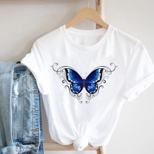 T-shirts For Women Butterfly Aesthetic Graphic T Shirt O-neck T-shirt Short Sleeve T-shirt Girl Fashion Top Female Tees