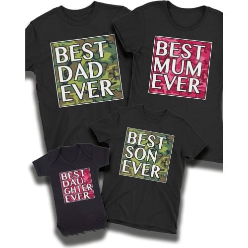 Best Dad Ever Camo T-Shirt Father Mum Son Daughter Baby Family Matching Outfits Cute Gift