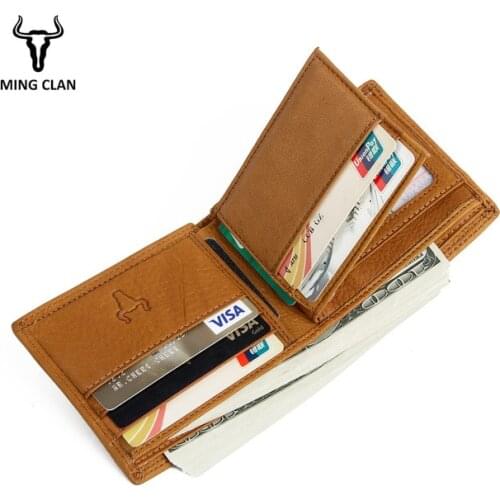 Xiaomi Men Cowhide Leather Wallet RFID Blocking Short Purse Bifold Coin Purse Card Holder Door Card Bag