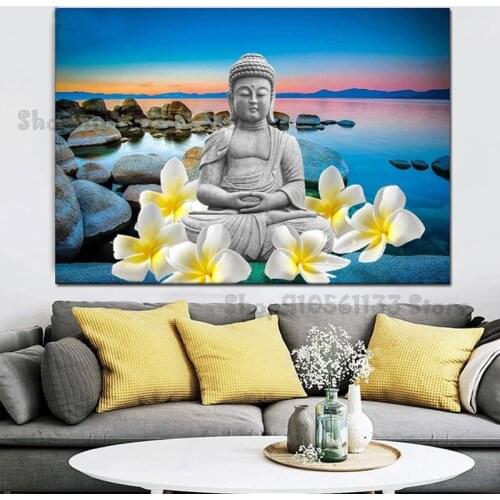 Round drill Diamond Painting Orchid Stone Buddha Zen diamond Embroidery Mosaic Cross Stitch square Rhinestone home decor GG3890