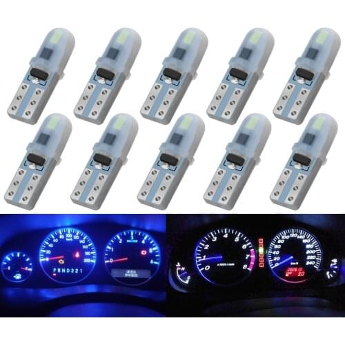 10pcs Super Bright T5 W3W W1.2W Led Bulb Car Lamp Wedge Light Instrument Dashboard Lamp Indicator Signal Bulbs Auto 12V 6000K
