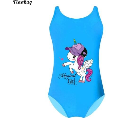 TiaoBug Summer Kids Girls Cartoon Print One-Piece Swimming Bodysuit Swimwear Adjustable Straps Jumpsuit Pool Bathing Beach Suit