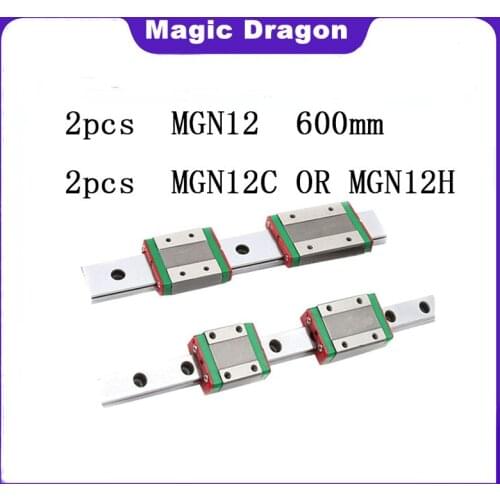 3D print parts cnc MGN12 12mm miniature linear rail slide 2pc MGN12L=600mm linear rail guide +2pcs MGN12 H orMGN12C Slider