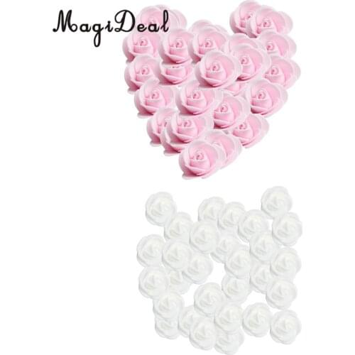 MagiDeal 200 Pieces PE Foam Rose Flower Heads Artificial Rose Flower Light Pink+White