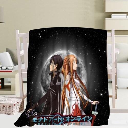 P+ Sword Art Online Blanket Soft DIY Sofa Bed Blanket Kid Adult Warm Custom Blanket Size 56x80Inch50X60Inch40X50Inch