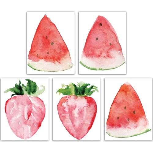 New Fashion Style Wall Art Strawberry Watermelon Poster For Baby Room Nursery Home Decor Nordic Fruit Canvas Painting