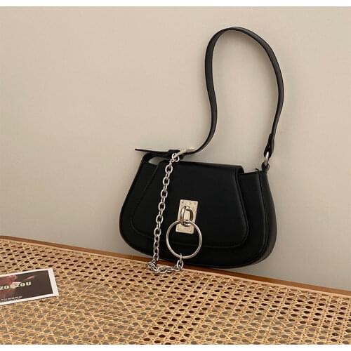 Solid Color PU Leather Women Flap Shoulder Messenger Bag Fashion Design Ladies Chain Handbags Cool Girls Simple Underarm Bags
