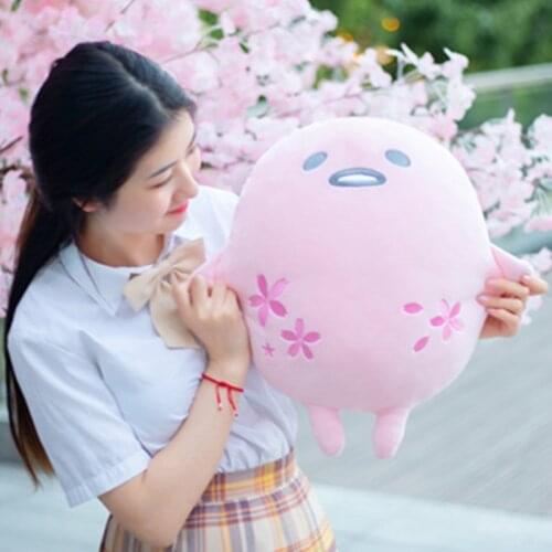 45CM Lovely Sakura Lazy Egg Plush Toy Soft Stuffed Animal Pillow Cute Pink Egg Plush Doll Sofa Cushion Children Christmas Gift