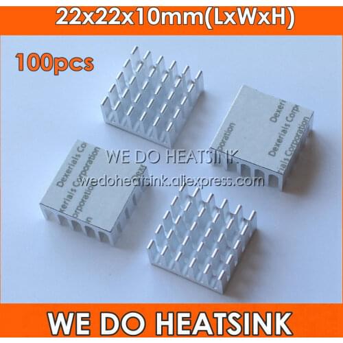100pcs 22x22x10mm CPU Radiator Heatsink For Plastic BGA PGA Packages With Thermally Conductive Adhesive Tape