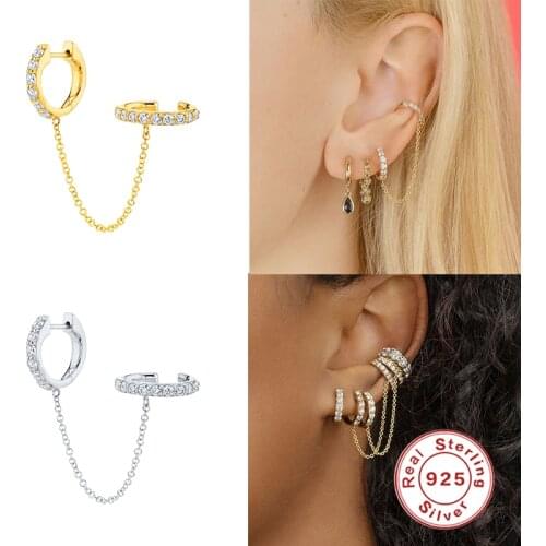 Aide Charming Trendy Gold Silver Chain Tassel Earrings 1 Pcs 925 Sterling Silver Round Hoop Earrings for Women Fashion Earrings