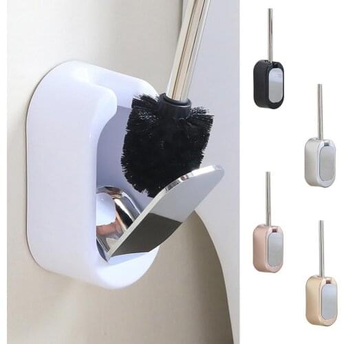 Bathroom Long Handle Wall Mounted Toilet Cleaning Tool Brush Cleaner with Holder Toilet Brush Quick Draining Clean Tool Wall-Mou