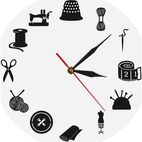 Sewing Room Decor Modern Wall Clock Apparel Insturment Art Clock Professional Vintage Tailor Shop Sign Sewist Seamstress Gift