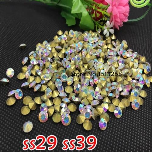 Ss29 ss39 Crystal AB Color Glass Chatons Pointback Crystal Stones For Jewelry ,Hair Accessory Making