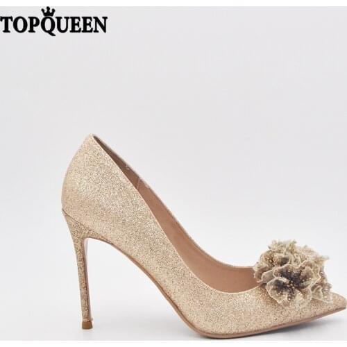 TOPQUEEN-A42 Bride Shoes Wedding Luxury Brand Women Flower Wedding Shoes Women elegant wedding Heels Shoes