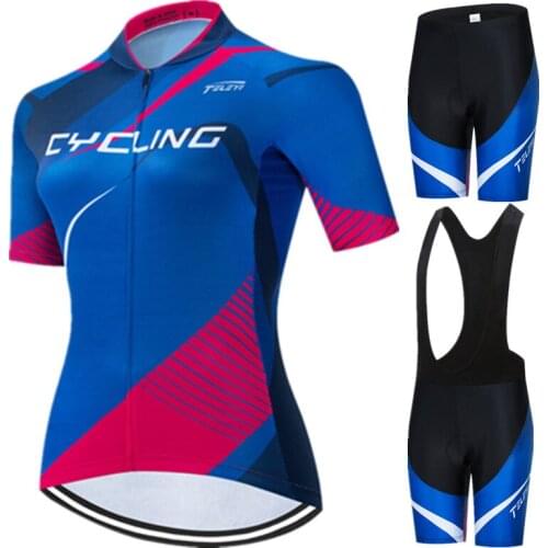 Teleyi Womens Cycling Clothing Anti-UV Cycling Jersey Set Female Mountain Bike Clothing Road Bib Short Bicycle Suit Cycle Wear