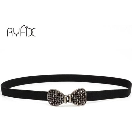 Flora Bowknot Buckle Waist Womens Elastic Belt Fashion Elegant Young Girl Simple Belt For Woman dress Coat BL364