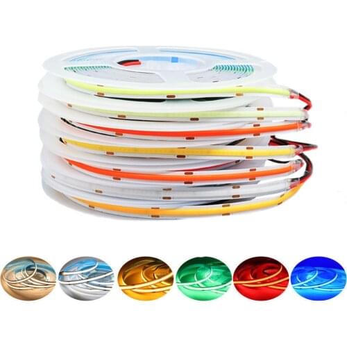 DC12V 24V COB LED Strip Light 8mm 10mm High Density Flexible Tape Light Dimmable Linear Ribbon Red Green Blue 3000K 4000K 6000K