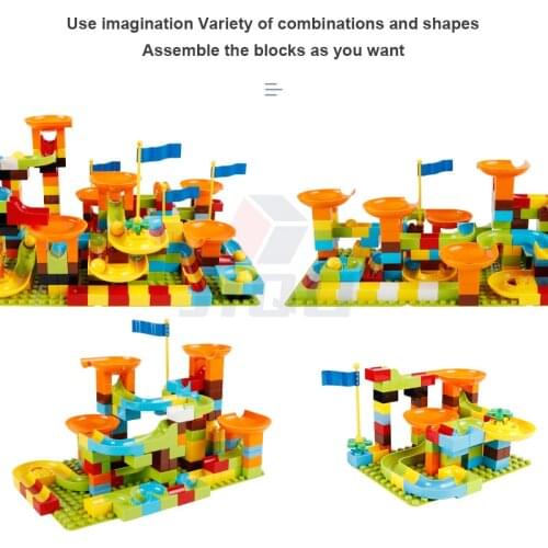 56-100PCS Marble Race Run Big Blocks Compatible city Building Blocks Funnel Slide Blocks DIY Big Bricks Toys For Children gift