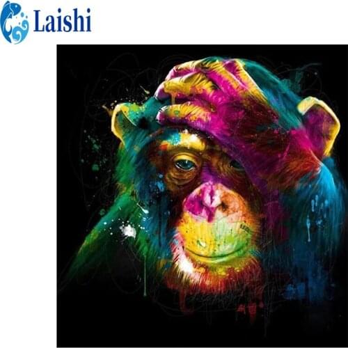 5D DIY Diamond Painting Abstract colorful monkey Full Square drill /round Diamond drawing Home Decoration Embroidery Handicraft