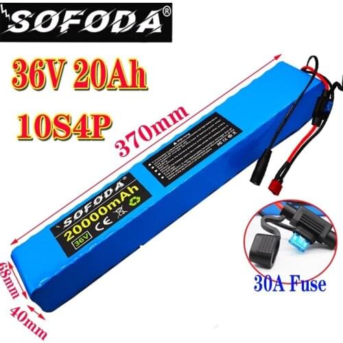 100% New 36V 10S4P 20Ah Battery Pack 20000mAh 500W High Power Battery with BMS for Ebike Electric Bicycle