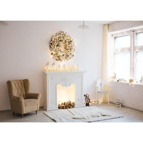 White Living Room Fireplace Sofa Photo Background Customized Backdrop for Baby Children Home Party Photophone Photography Props
