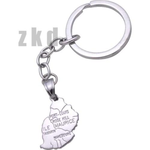 Zkd Mauritius map copper key chain & key ring country map jewelry