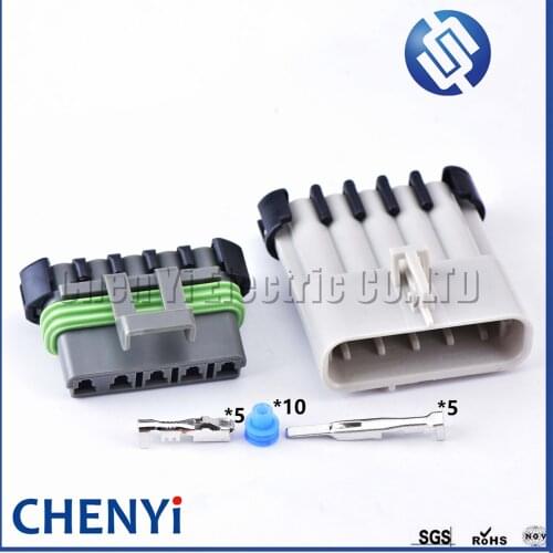 Delphi 5 Pin way Automotive Waterproof Male or Female Wiring Plug Grey Connector plug for Buick Chevrolet 1218-6400 12084891
