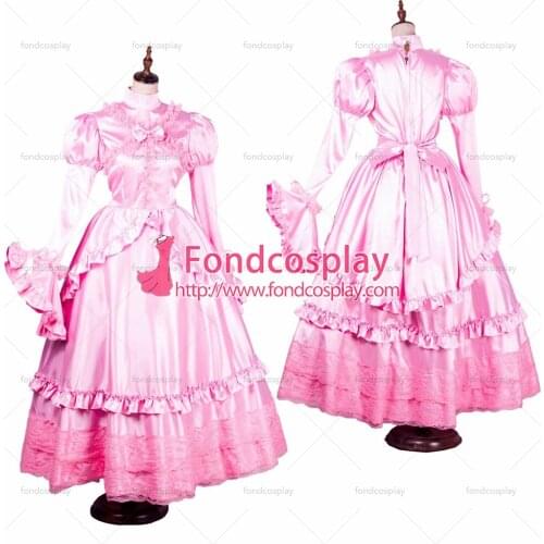 Gothic lolita pink Satin long dress Tailor-made [G1783]