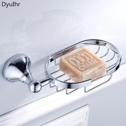 DyuIhr simple bathroom brass material electroplating chrome wall-mounted soap basket storage rack bathroom accessories
