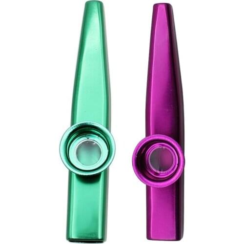 Kazoo Aluminum Alloy Metal With 5 Pcs Gifts Flute Diaphragm For Children Music-Lovers, Green & Purple(2Set)