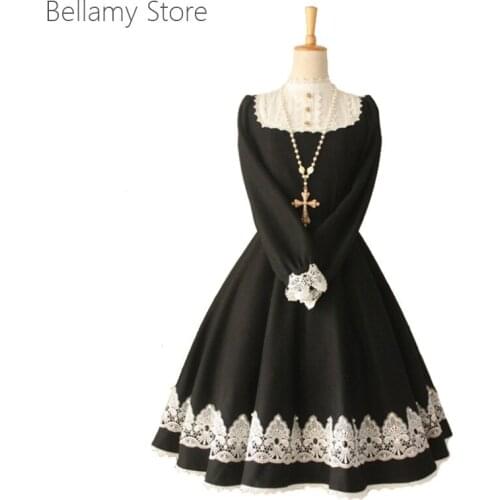 Classic Gothic Lolita Vintage Castle Girl Long Sleeves Long lace Dress
