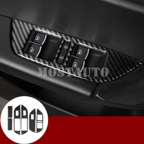 Carbon Fiber Car Door Window Switch Button Trim Cover For VW Touareg 2011-2018 Car Accessories Interior Car Decor Car Trim