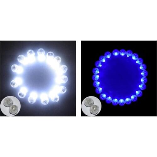 200pcs Round Led Flash Ball Lamp Balloon Light Long Standby Time for Party - 100Pcs Blue & 100Pcs White