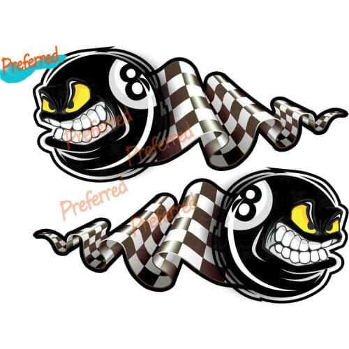 Fashion Personality 2psc Oldschool Aufkleber 8 Ball Retro Sticker Flagge Tuning Racing EIghtball Sunscreen Waterproof