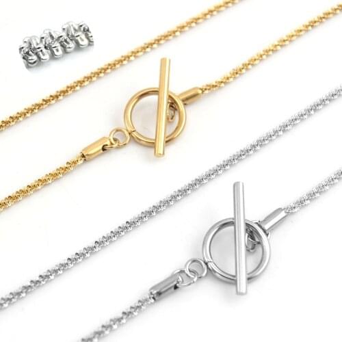 Fashion Babysbreath Chain Necklace For Women Bling Choker Toggle clasp Elegant All-match Steel/Gold 304 Stainless steel Necklace