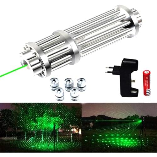 Powerful red and green laser pointer 5mw laser flashlight adjustable focus hunting laser sight 8000m burning match/candle/cigar