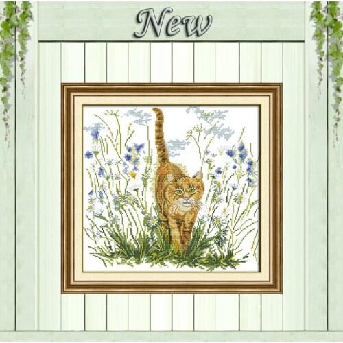 The cats warning animal diy painting counted print on canvas DMC 14CT 11CT chinese Cross Stitch Needlework Sets Embroidery kits