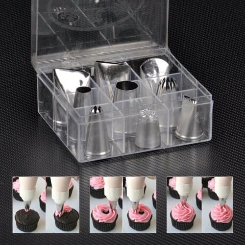 Chef Bakers 9pcs Large Icing Piping Nozzles Pastry Fondant Cake De 9 Douilles Poche Embout Inox Sugarcraft Decorating Tools