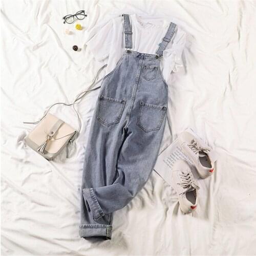 2019 New Summer Loose Girl Denim Overalls All-match Spring Big Size Student Denim Pants Women Jeans Jumpsuit Harem Pants WZ759