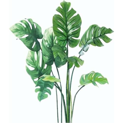 New tropical green plant 3D wall stickers, modern art murals, wall decoration, environmentally friendly removable PVC stickers