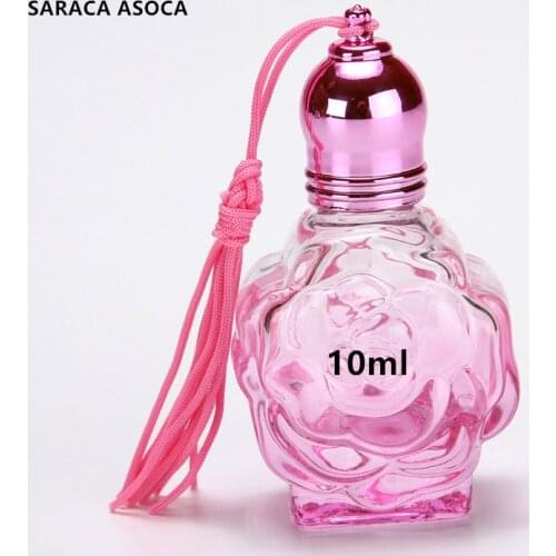 Wholesale Retail 10ml Glass Roller Perfume Bottle Empty Ball Portable Rose Essential Oil Refillable Bottle 5pcs/lot