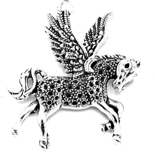 5pcs Pegasus charms Flying horse pendant 52x42mm antique silver ornament accessories jewelry making DIY base material