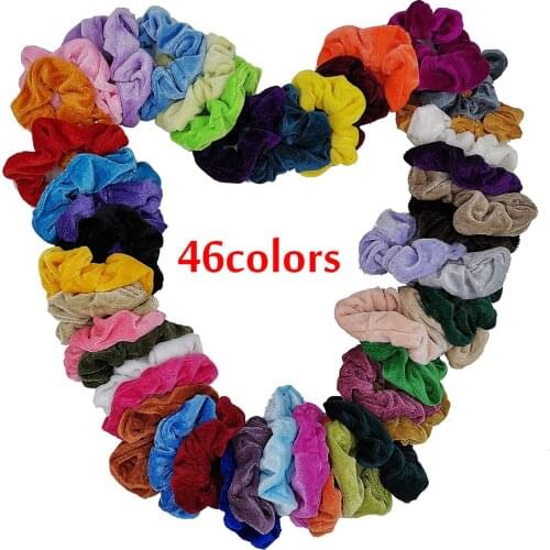 46Colors Velvet Hair Scrunchie Elastic Hair Bands Solid Color Women Girls Headwear Ponytail Holder Hair Accessories CD001